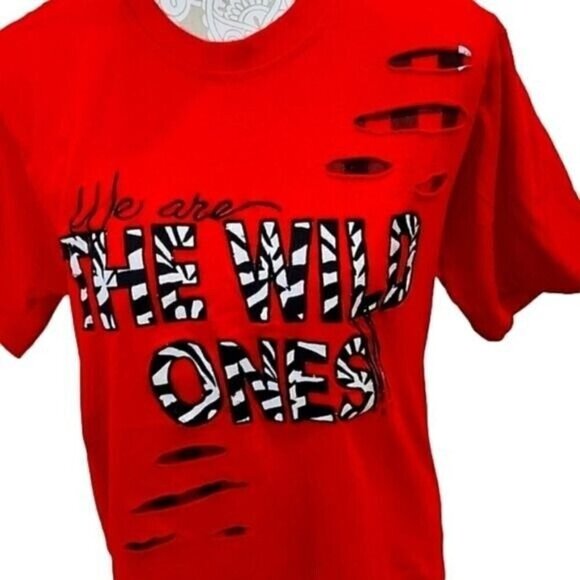 Fwrd Denim Women's Tshirt "We Are the Wild Ones" Red animal print Tee Women's XL - Picture 2 of 6
